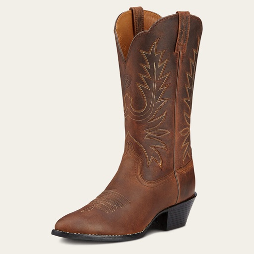 [10098008] ARIAT WOMENS WESTERN BOOT R TOE HERITAGE DISTRESSED BRWN 9