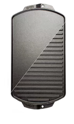 [10101574] LODGE DOUBLE BURNER REV CAST IRON GRILL/GRIDDLE 19 X 9.5&quot; BLK