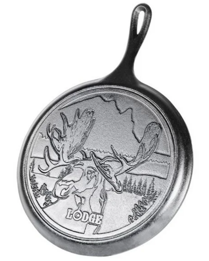 [10101586] LODGE WILDLIFE MOOSE ROUND CAST IRON GRIDDLE 10.5" BLACK