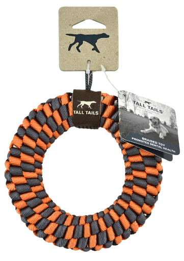 [10101816] DV - TALL TAILS BRAIDED RING TOY ORANGE & CHARCOAL 6"