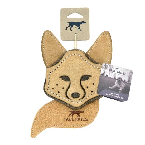 [10101868] TALL TAILS NATURAL LEATHER & WOOL FOX TOY 4"