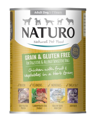 [10101878] NATURO GRAIN & GF CHICKEN W/ FRUIT & VEG IN HERB GRAVY 390G