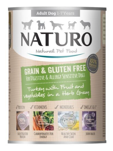 [10101888] NATURO GRAIN & GF TURKEY W/ CHICKEN & VEG IN HERB JELLY 390G