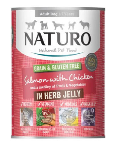 [10101890] NATURO GRAIN & GF SALMON W/ CHICKEN & VEG IN HERB JELLY 390G