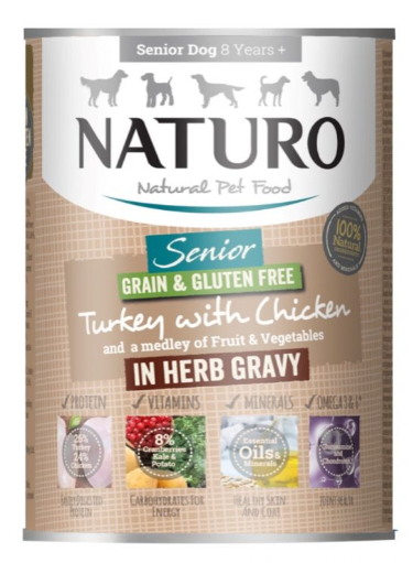 [10101894] NATURO GRAIN & GF SENIOR CHICKEN W/ FRUIT & VEG IN HERB GRAVY 390G