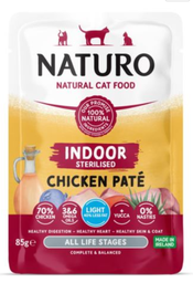 [10101946] NATURO CAT GF INDOOR STERILISED CHICKEN PATE POUCH 85G