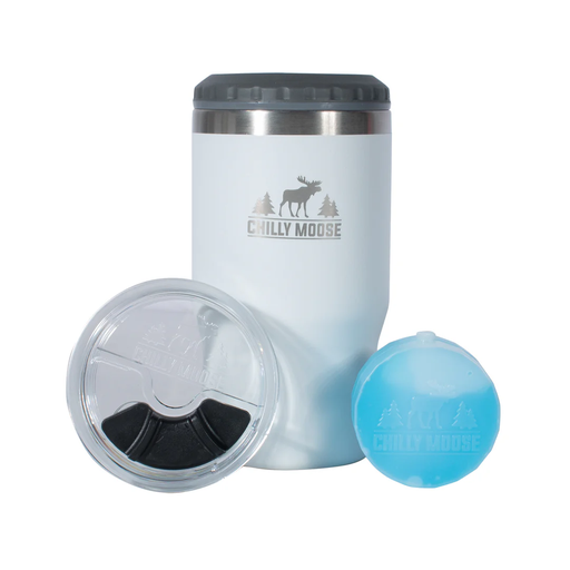 [10144590] CHILLY MOOSE BRENT 5-IN-1 INSULATOR & TUMBLER 410ML FROST WHITE