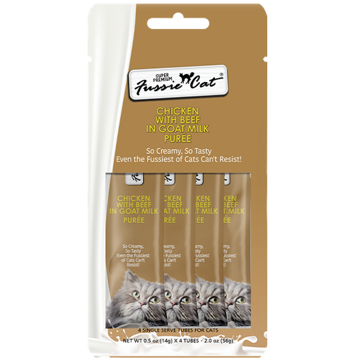 [10144808] FUSSIE CAT PREMIUM GOAT MILK PUREE CHICKEN & BEEF 56G (4PK)