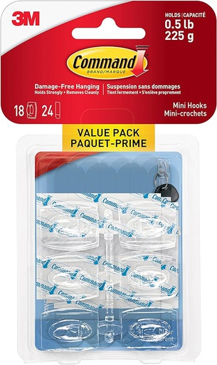 [10145126] COMMAND 17006VP-C MINI UTILITY HOOK PLASTIC VALUEPAK