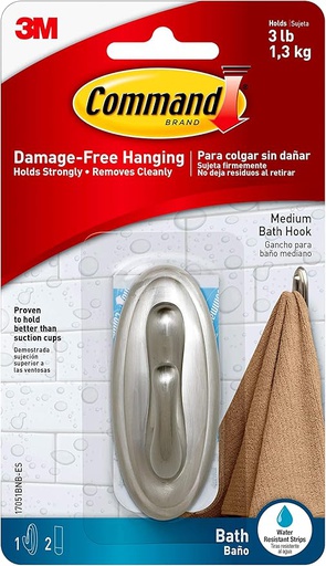 [10145132] COMMAND 17051BN-C DECORATIVE HOOK METAL MEDIUM BRUSH NICKEL