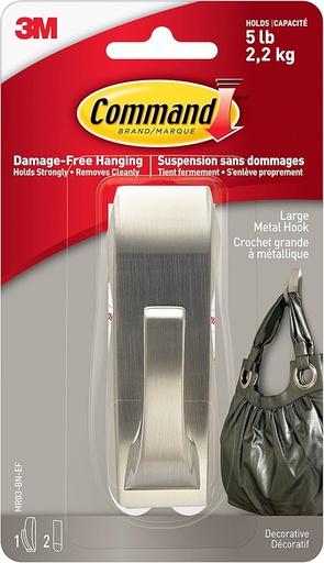 [10145226] COMMAND MR03-BN-EF HOOK METAL LARGE BRUSH NICKEL