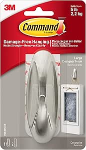 [10145228] COMMAND 17034BN-ES DECORATIVE HOOK MEDIUM BRUSHED NICKEL