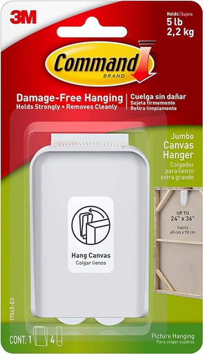 [10145230] COMMAND 17045-ES CANVAS PICTURE HANGER WHITE JUMBO