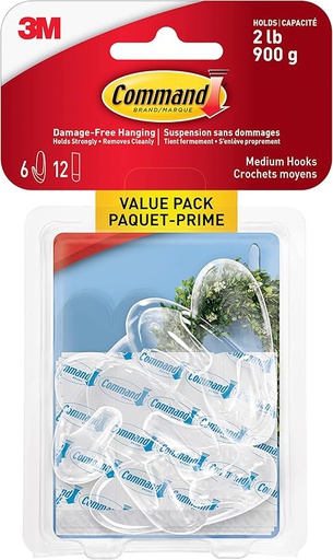 [10145242] COMMAND 17091CLRC-VP PLASTIC HOOK MEDIUM CLEAR