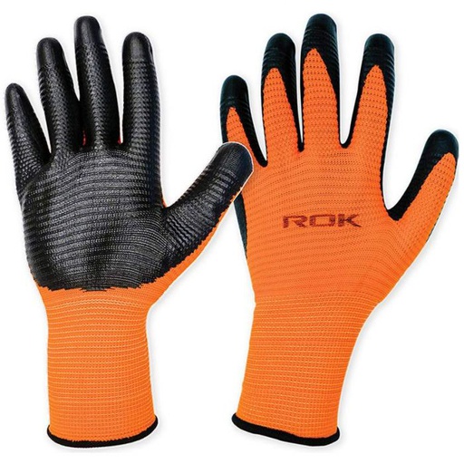 [10145262] ROK 6 PC NITRILE COATED GLOVES BLACK/ORANGE