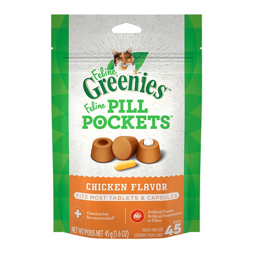 [10145306] GREENIES FELINE PILL POCKETS CHICKEN 1.6OZ