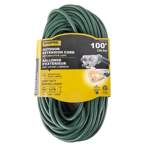 [10145362] SHOPRO 16/3 EXTENSION CORD 100' GREEN