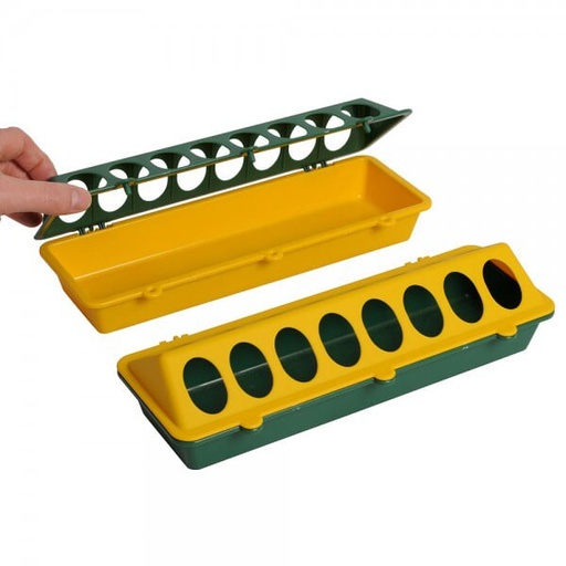 [10146374] OLBA FLIP TOP FEEDER CHICK & QUAIL YELLOW/GREEN POLY 30CM (11")
