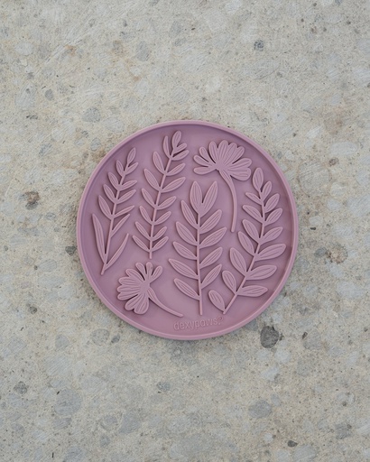 [10147132] DEXYPAWS ENRICHMENT LICK MAT CIRCLE & LEAVES BLUSH PINK