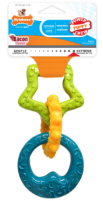 [10012584] NYLABONE PUPPY CHEW TEETHING RINGS BACON