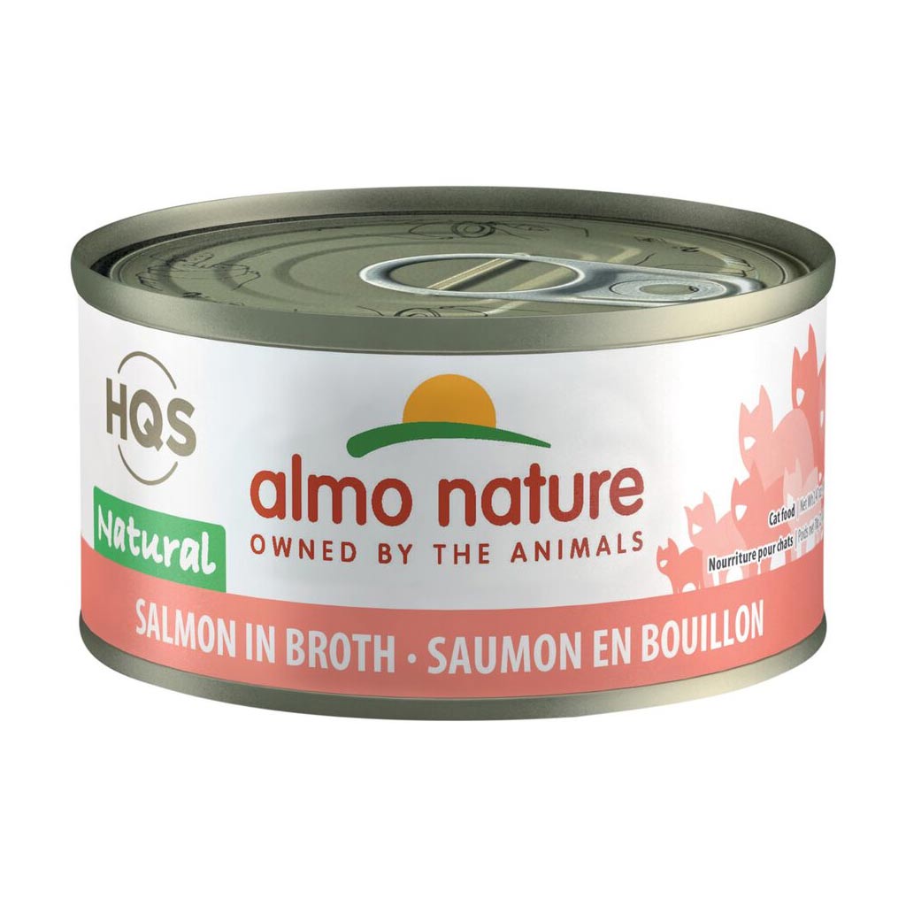 ALMO CAT HQS NATURAL SALMON IN BROTH CAN 70G