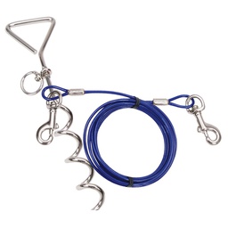 [144-890130] COASTAL TITAN DOG STAKE AND CABLE SPIRAL TIE OUT COMBO BLUE 15'