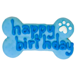 [138-599288] BOSCO AND ROXY'S BLUE HAPPY BIRTHDAY BONE 6&quot;