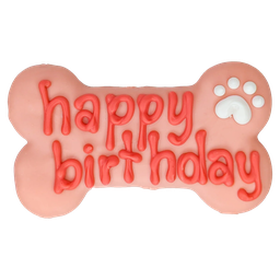 [138-599295] BOSCO AND ROXY'S PINK HAPPY BIRTHDAY BONE 6&quot;